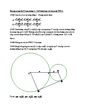 Bài tập Toán từ tạp chí Kvant tháng 2-2019 phù hợp với học sinh THCS